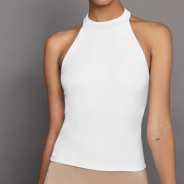 CARBON38 SLEEVELESS MOCK NECK TOP IN MELT medium white womens halter