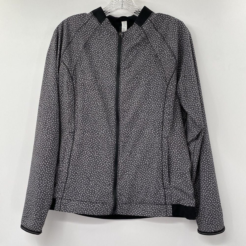 Lululemon Athletica Women's 8 Frozen Fiz White Black/Black Lined Full Zip Jacket