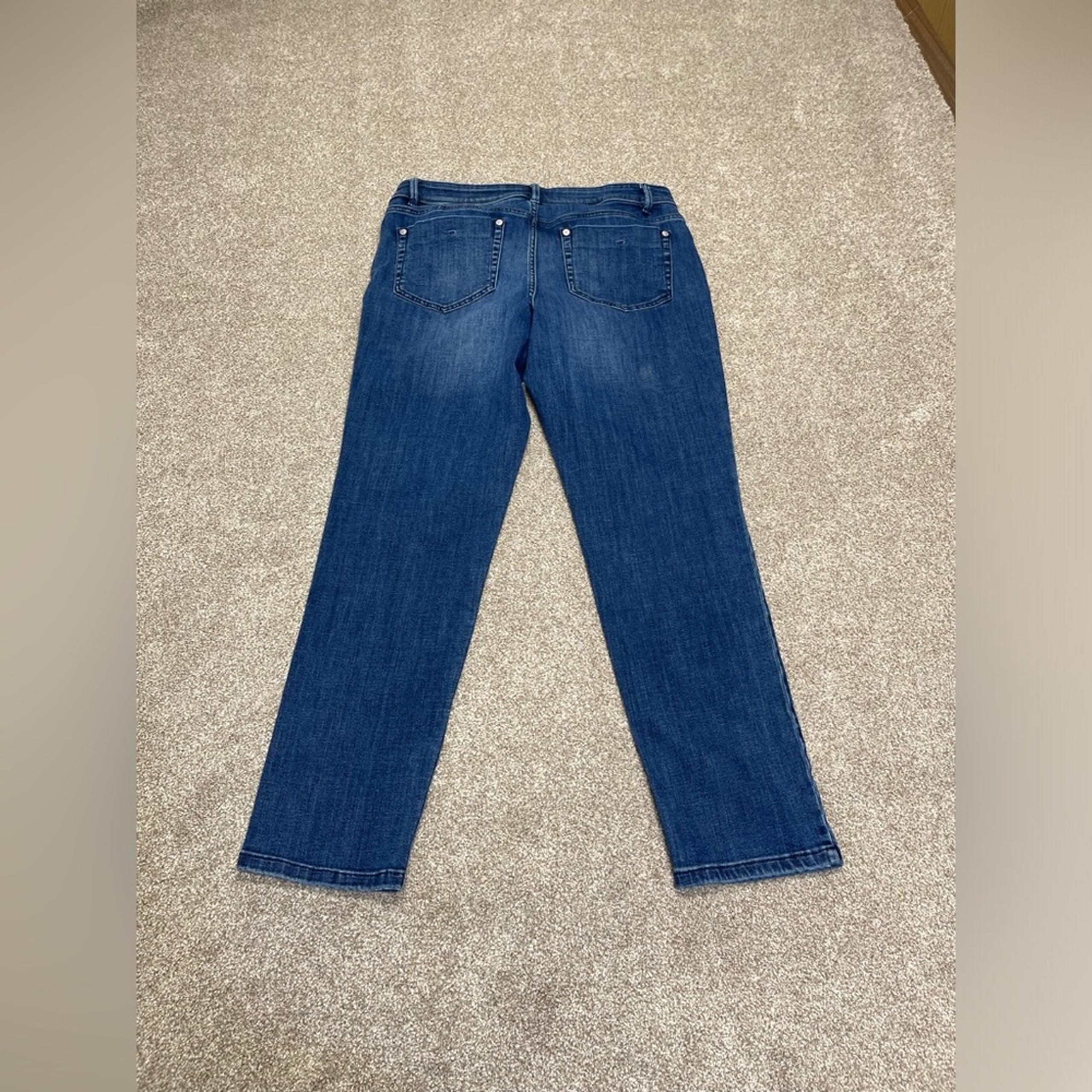 J.jill denim womens authentic slim fit jeans sz 8 mid rise dark wash stretch