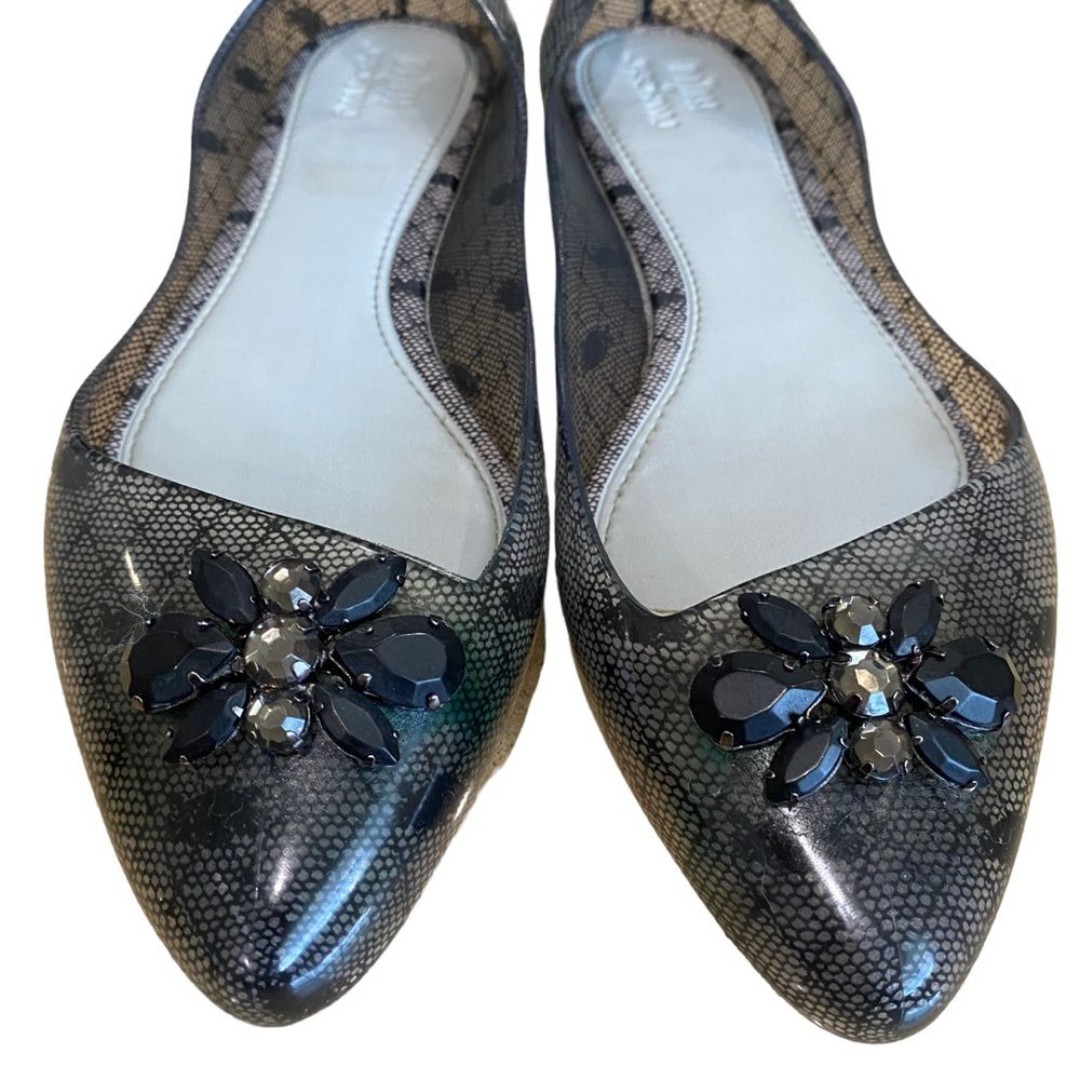 Melissa x Jason Wu jelly flats - sz 8 - black pattern - clear - casual - sz 8 - detail