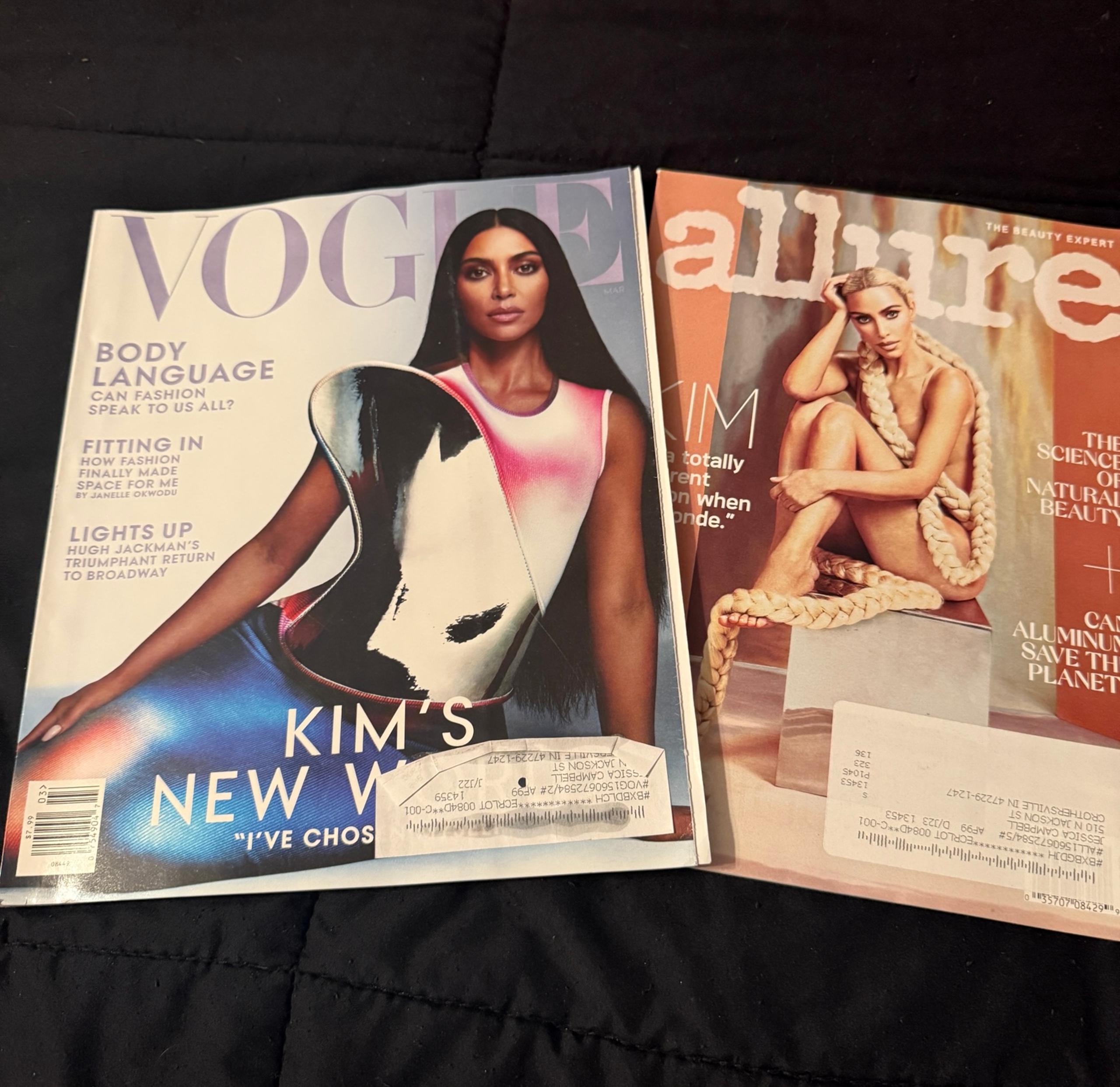 Vogue Magazine + Allure Magazine Kim Kardashian Covers