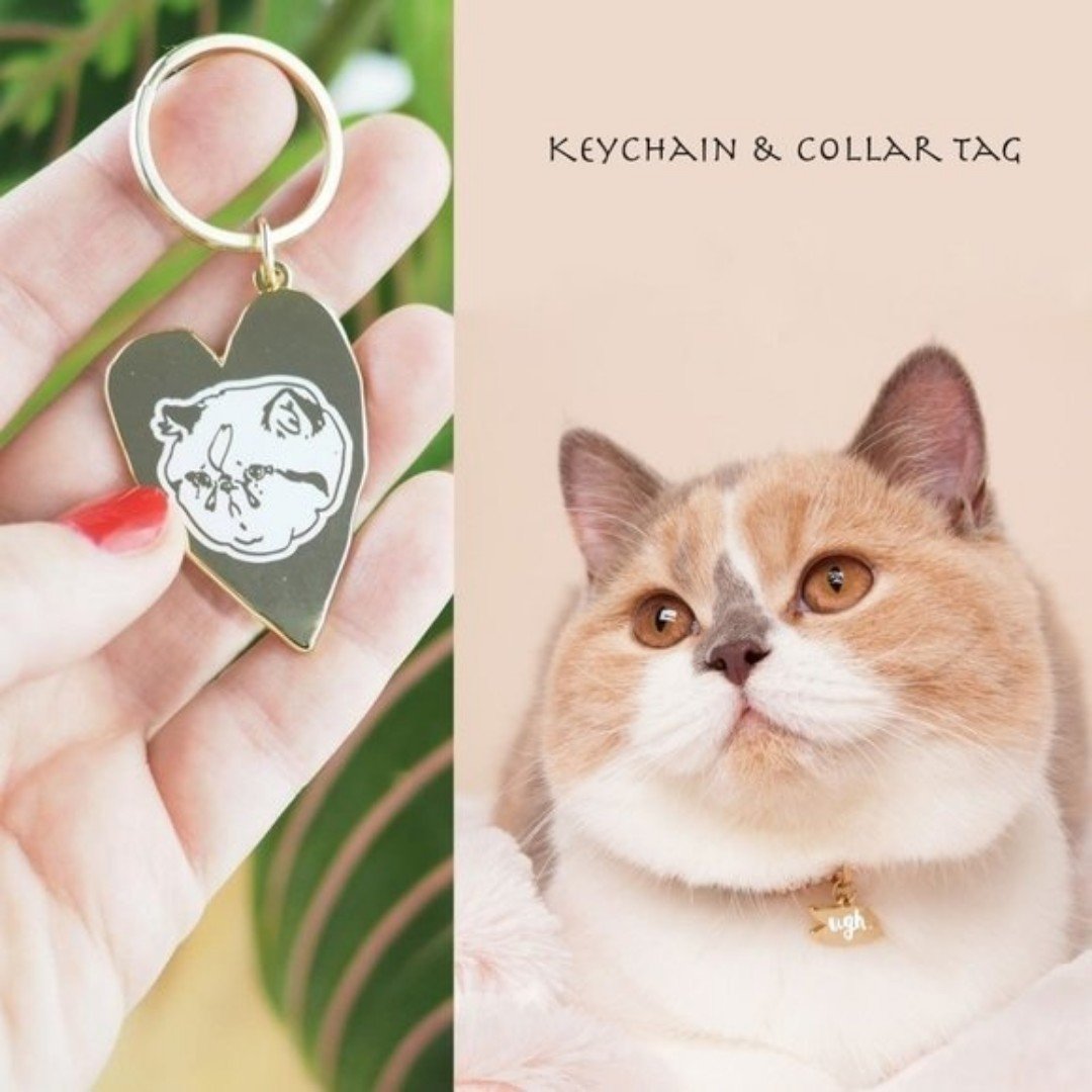Hello Harriet Cat keychain and 'Ugh' tag