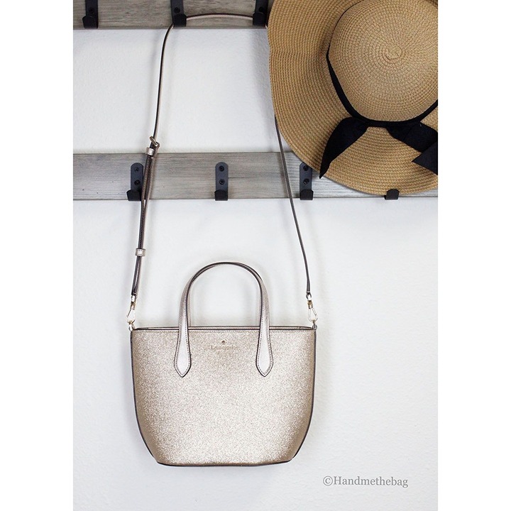 NEW Kate Spade Glimmer Small Gold Satchel Crossbody Handbag Purse PVC Purse NWT