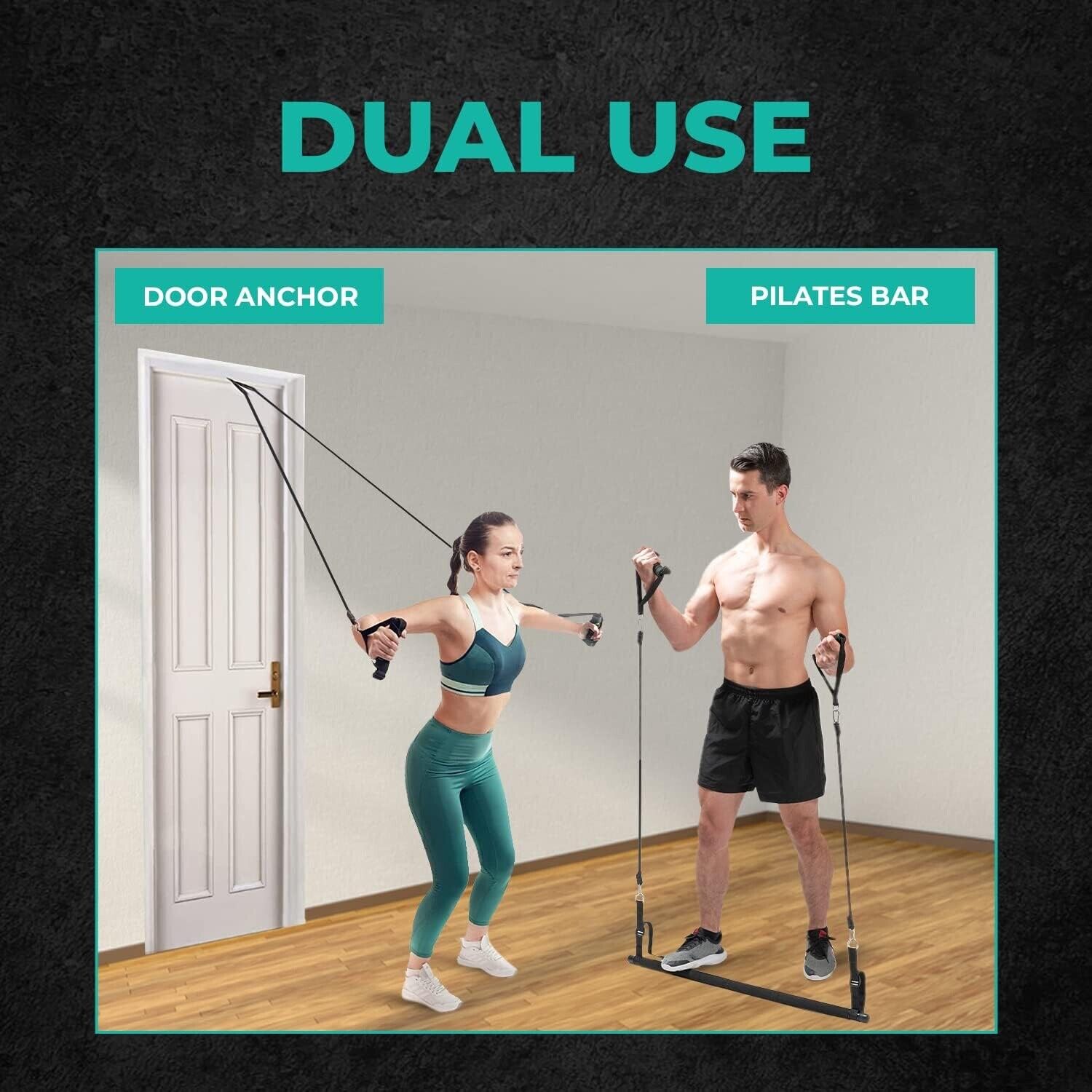 Pilates Bar Kit with Resistance Bands - Home Gym Equipment - Workout Equipmen...