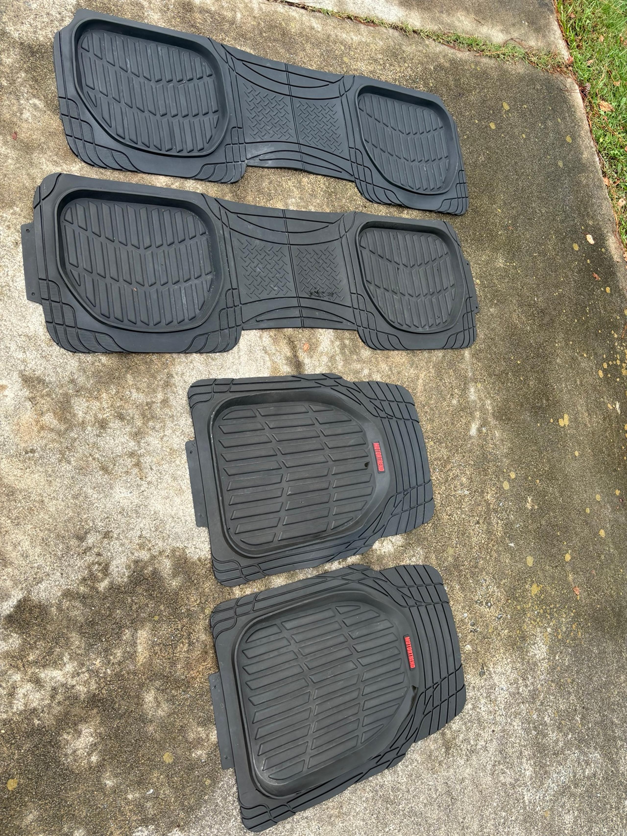 Motor Trend Original FlexTough Black Rubber Car Floor Mats for 3 Row Vehicles, F