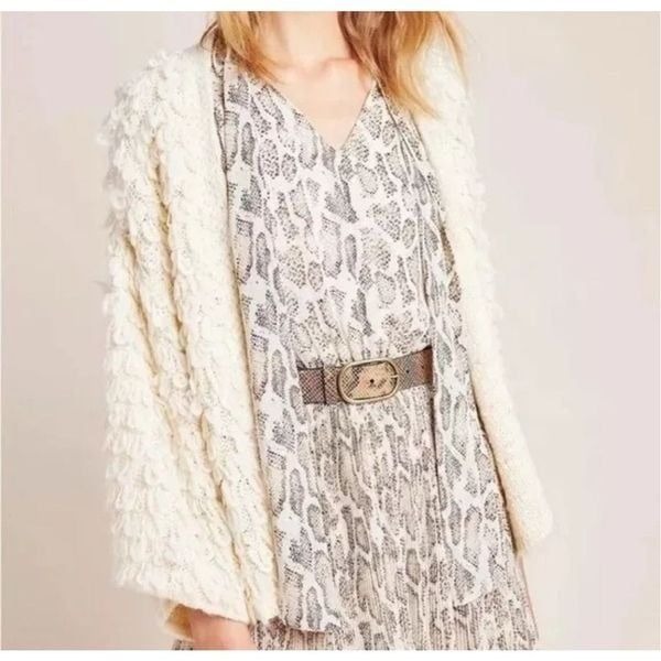 Akemi + Kin Anthropologie Wool Blend Loop Knit Open Front Wide Sleeve Cardigan