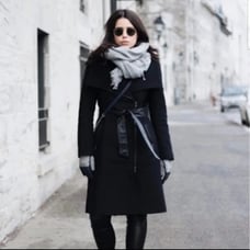 Kenneth cole plus size 1xl /16 black wool long midi jacket/coat trench winter