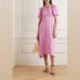 FAITHFULL THE BRAND Pink Vittoria Checked Plaid Crepe Puff Midi Dress Size XS