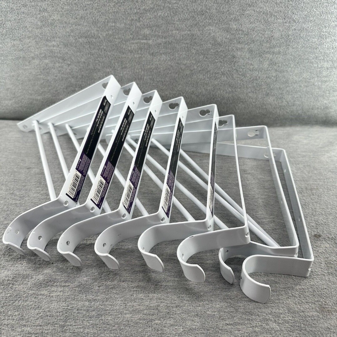 EVERBILT White Heavy Duty Steel Shelf Bracket and Rod Support Closet Pack of 7