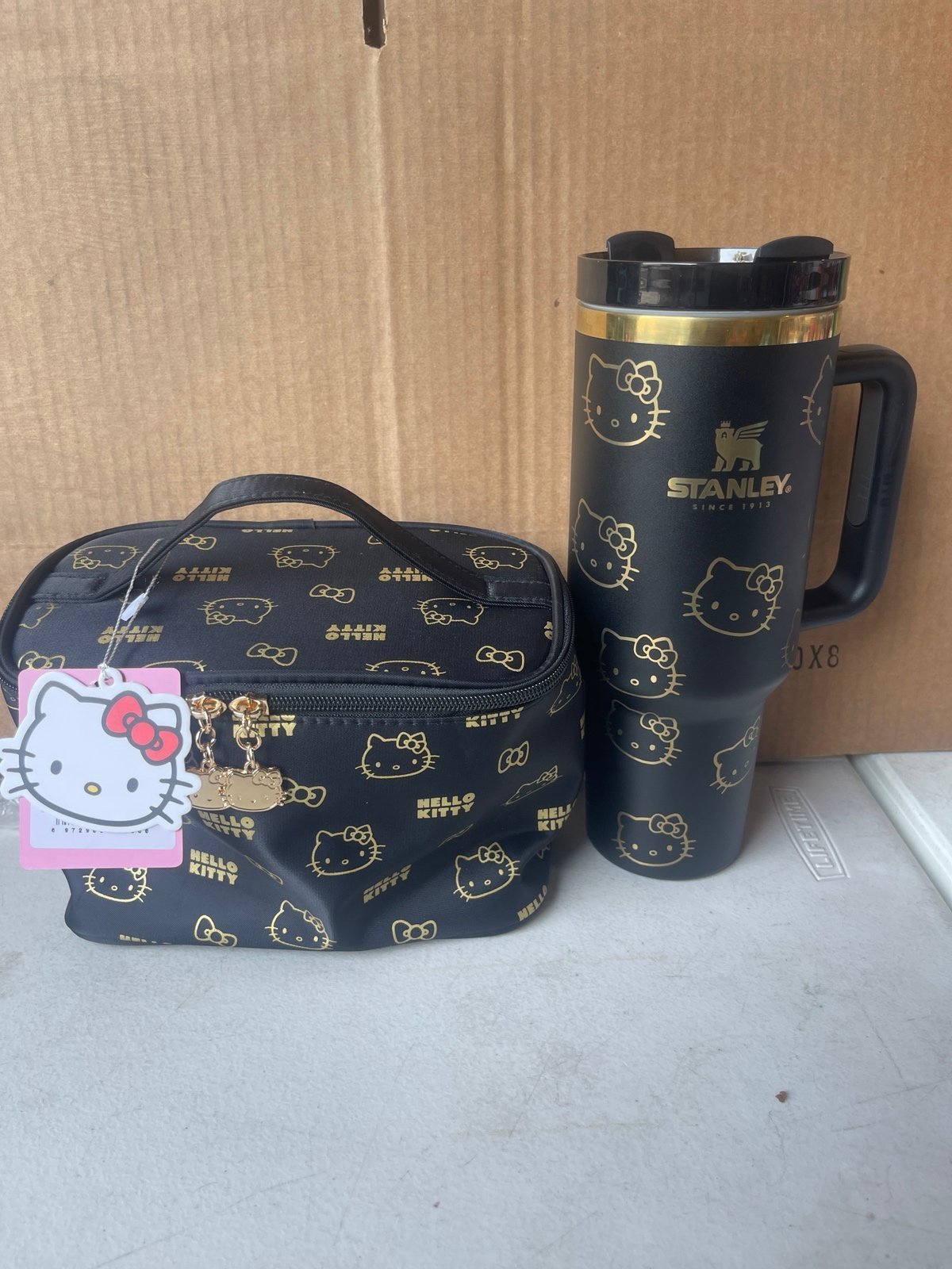 Hello Kitty stanley cup with make up bag