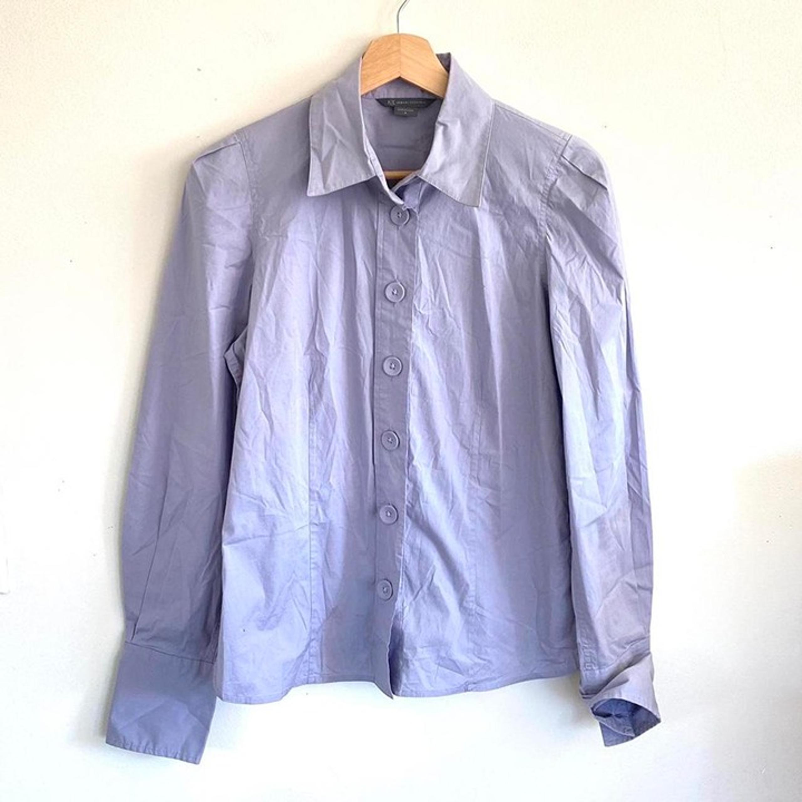 ARMANI EXCHANGE PERIWINKLE PURPLE GREY BUTTON UP SHIRT WOMENS SIZE LARGE