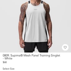 ASRV 0809. Supima® Mesh Panel Training Singlet