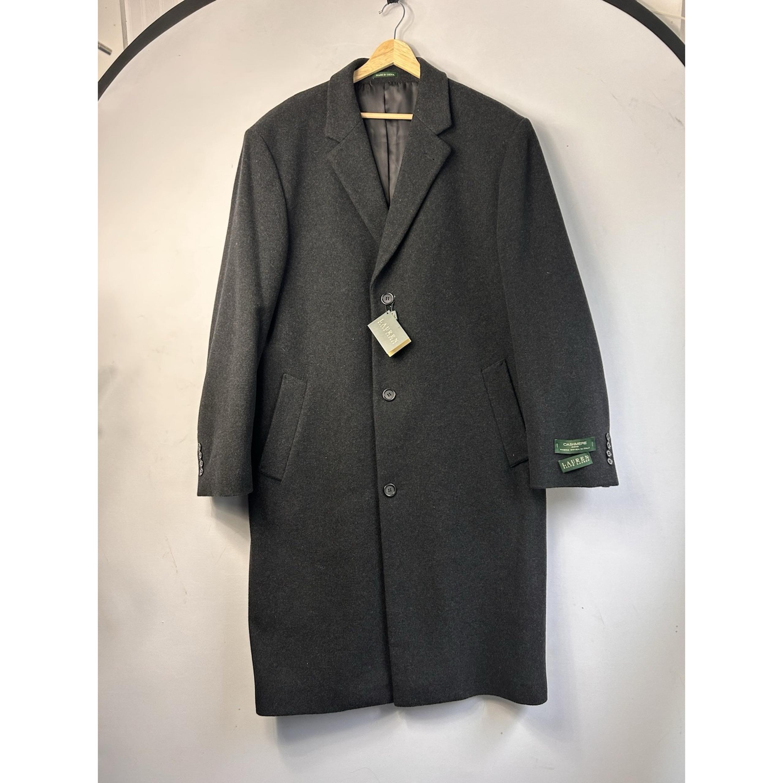 Lauren Ralph Lauren Black Cashmere Blend Wool Trench Coat Size 44L New With Tags