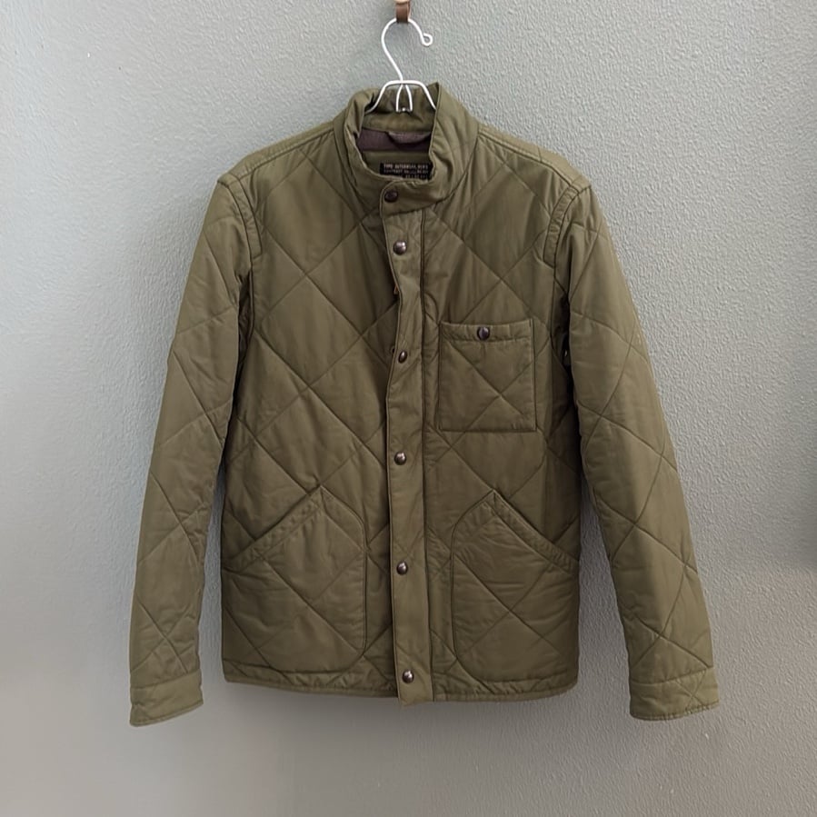 J. CREW Sussex Quilted Jacket Mens M Military Naval Puffer Lined Olive