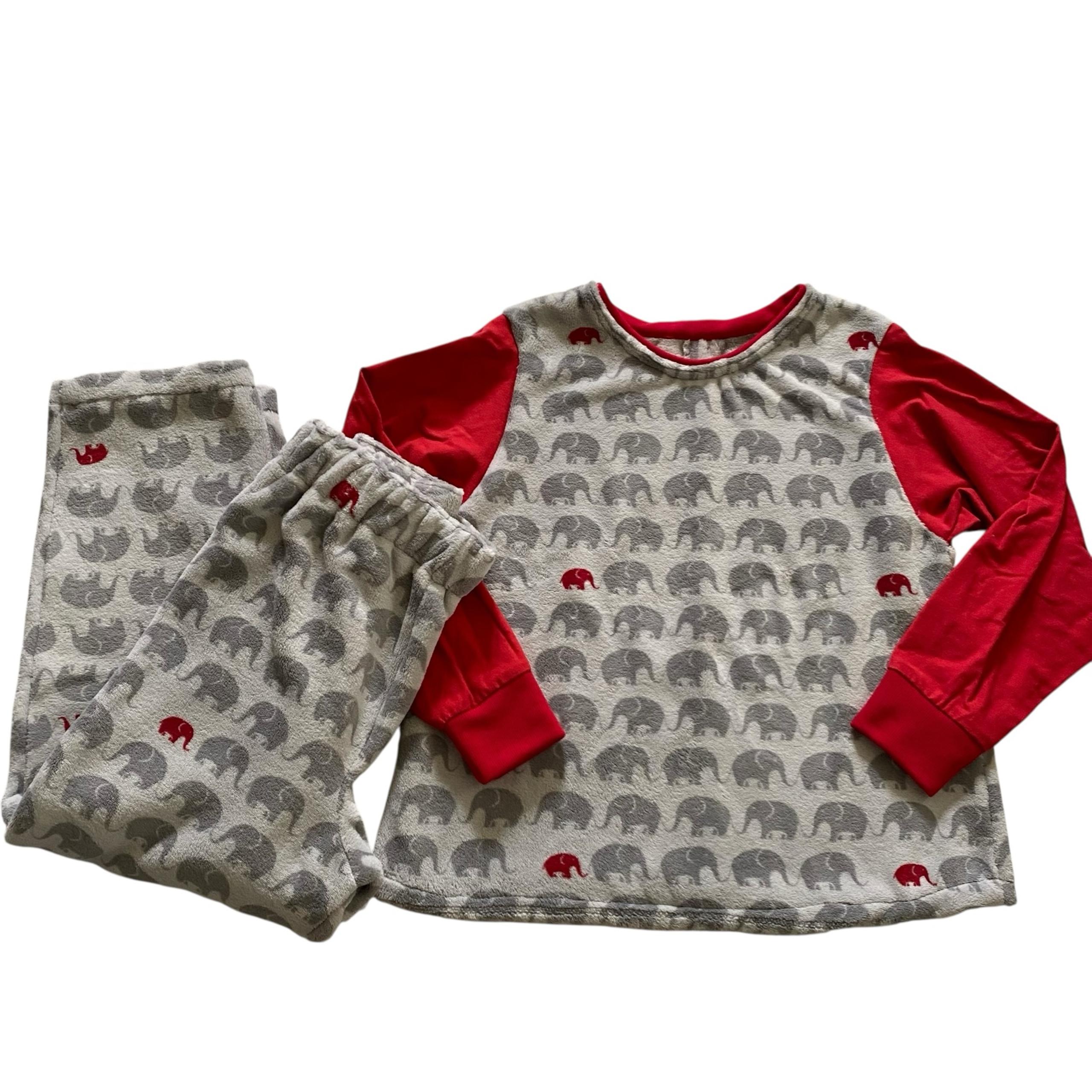 DKNY Elephant Print Fleece Pajama Set Women’s Size Medium Petite