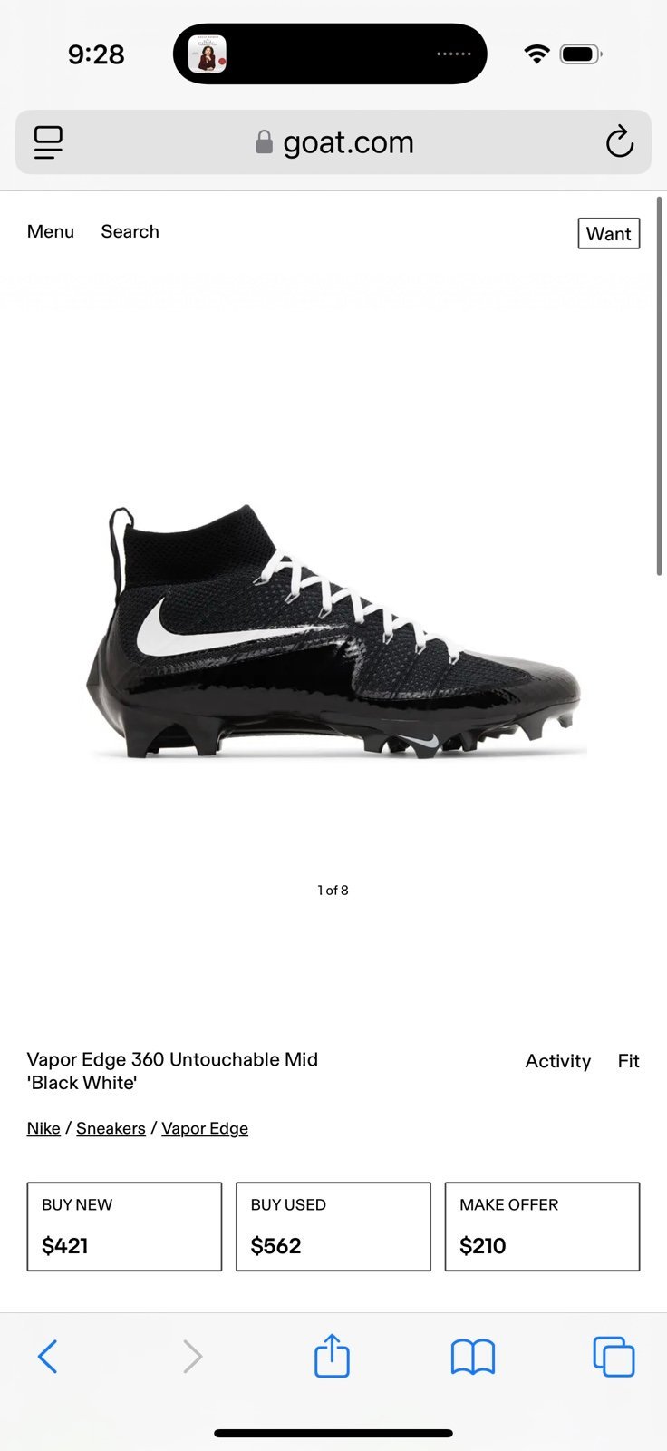 Nike Vapor Edge 360 Untouchable Mid 'Black White'