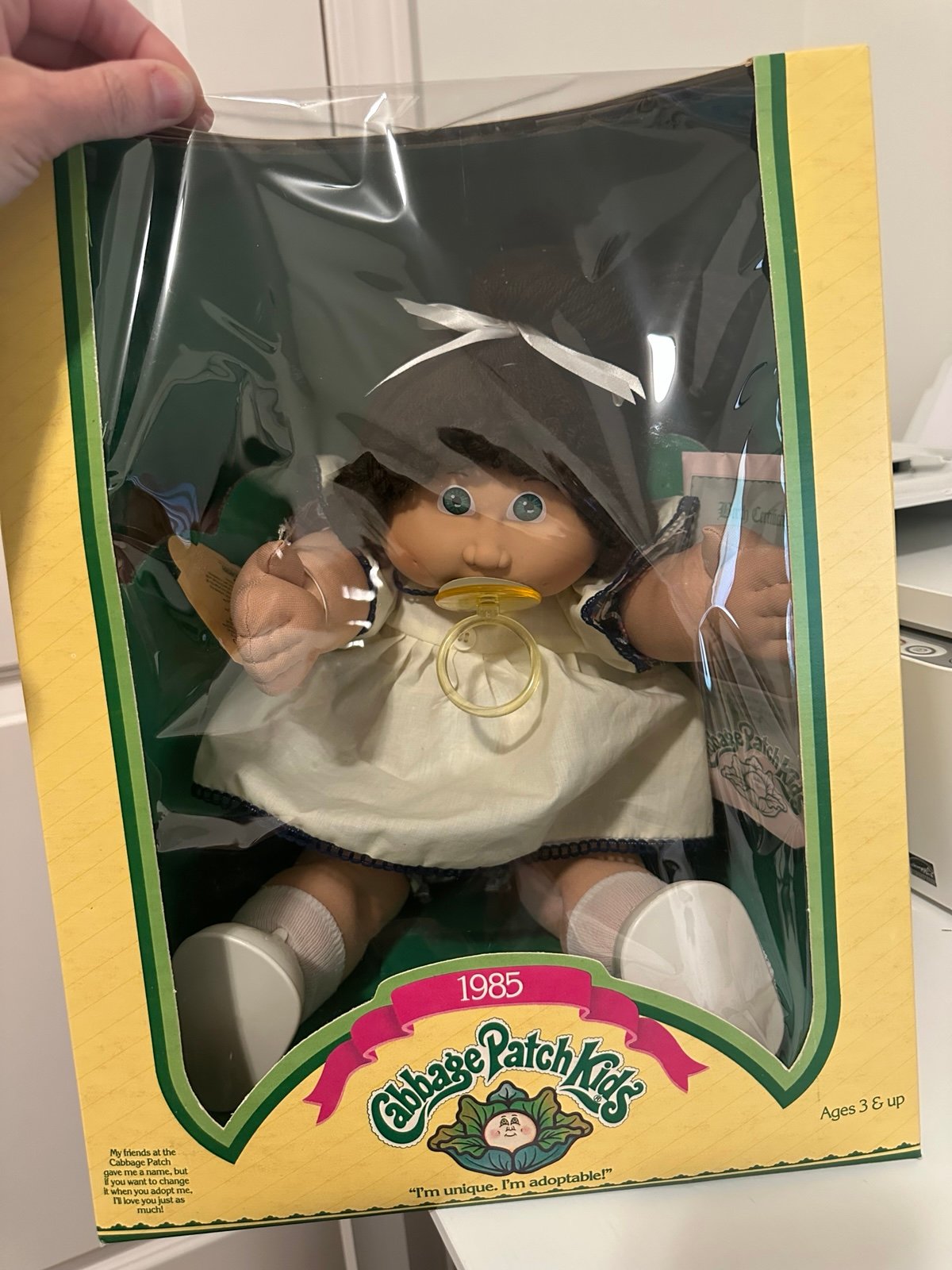 1985 Cabbage Patch Kid Jesmar Spain Pacifier Girl in Coleco Box