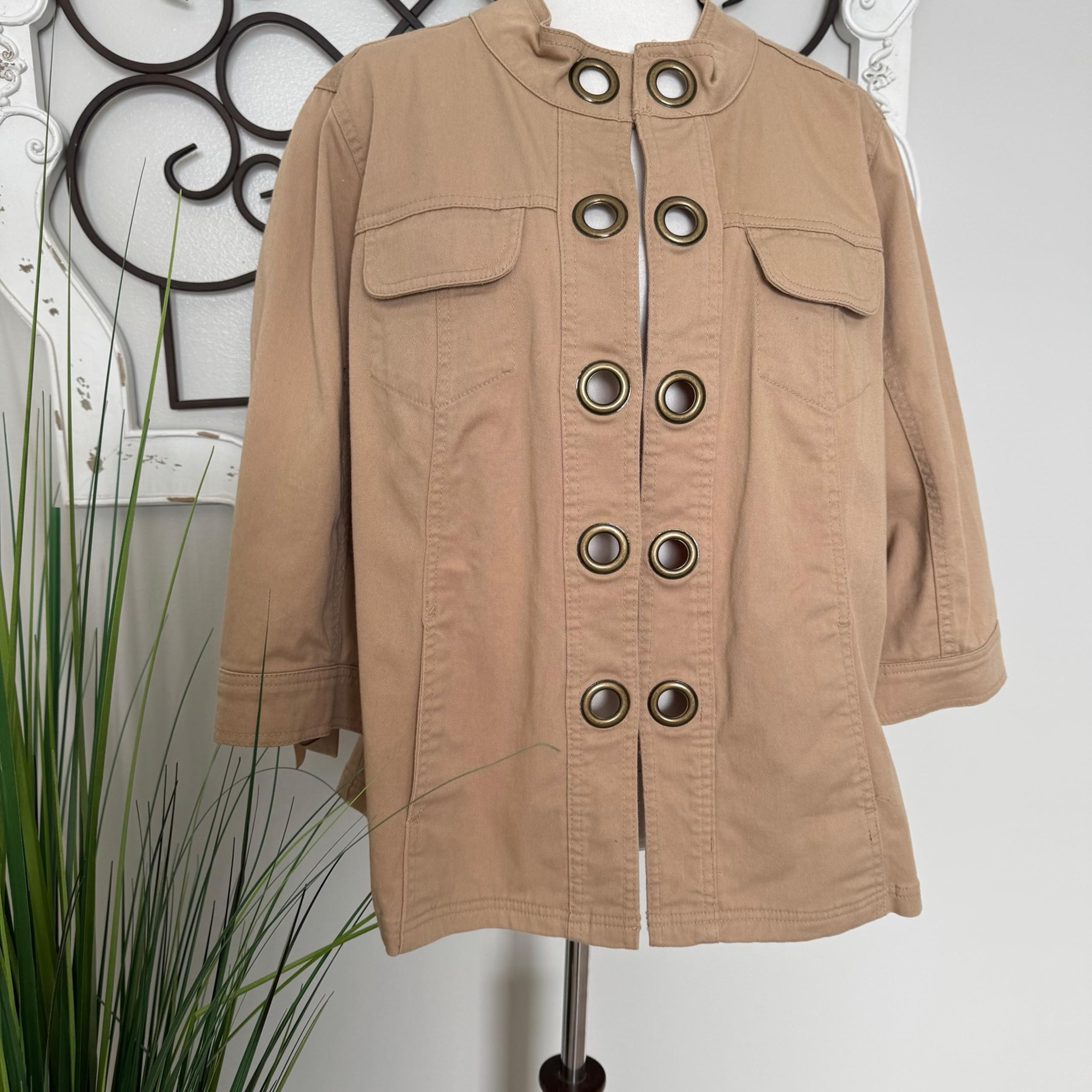Size 1X Brown / Tan Jean Jacket - Live a Little