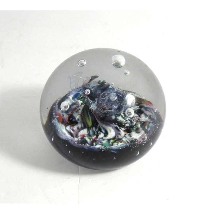 Vintage Hand-Blown Glass Paperweight Edinburgh Scottish Crystal With Multicolor