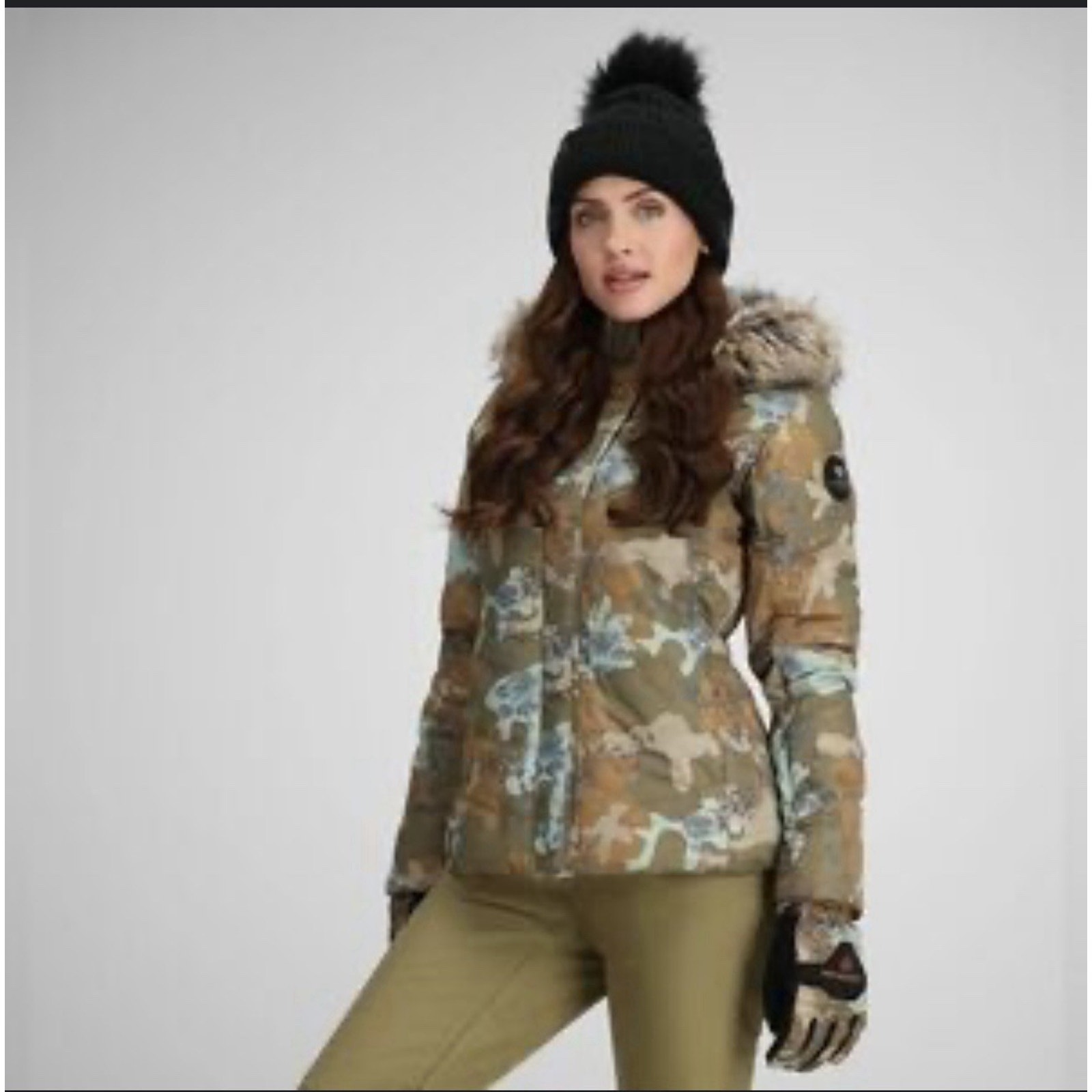 NWT $279 Women’s OBERMEYER Tuscany II Ski Jacket Vintage Camo Sz 6 Fur Hood
