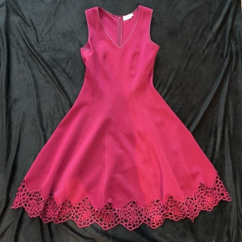 Lace Rose Floral Detail Pink Sleeveless Dress Size 6