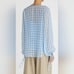 Lee Mathews Blue & White Gingham Print Kitty Silk Blouse Size 5 Classic Designer