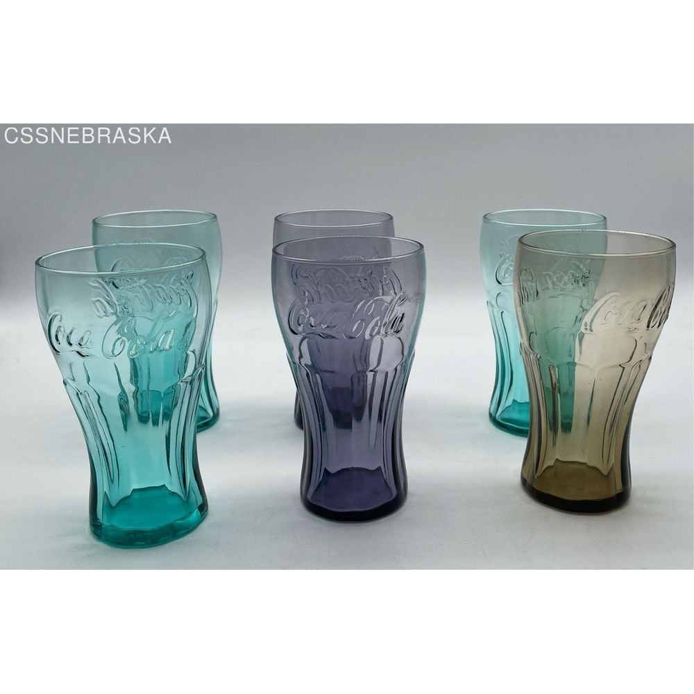 Coca-Cola Glasses Set of 6 Collectible Coke Contour Drinking Glasses