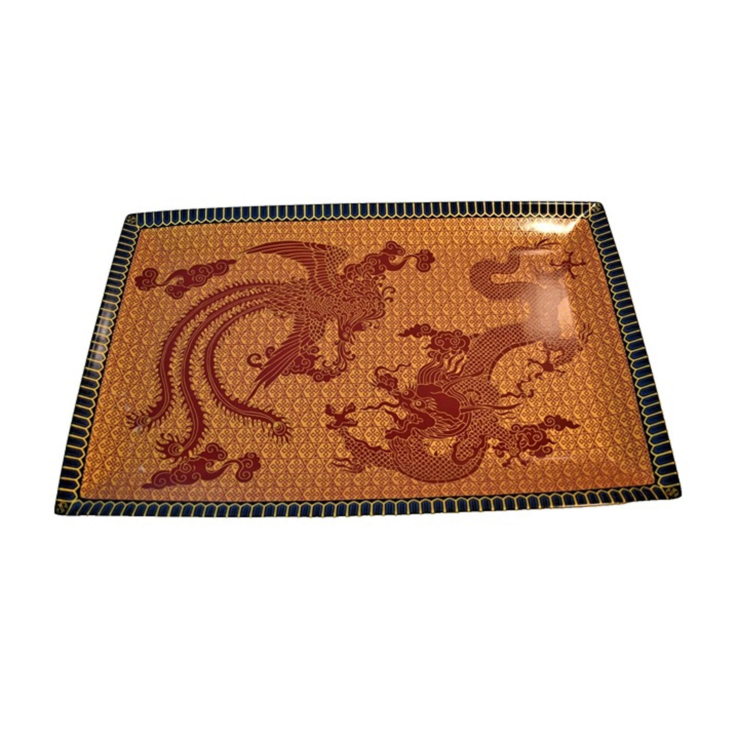 Williams Sonoma Lunar New Year Blue Phoenix Rectangular Serving Platter 19” L