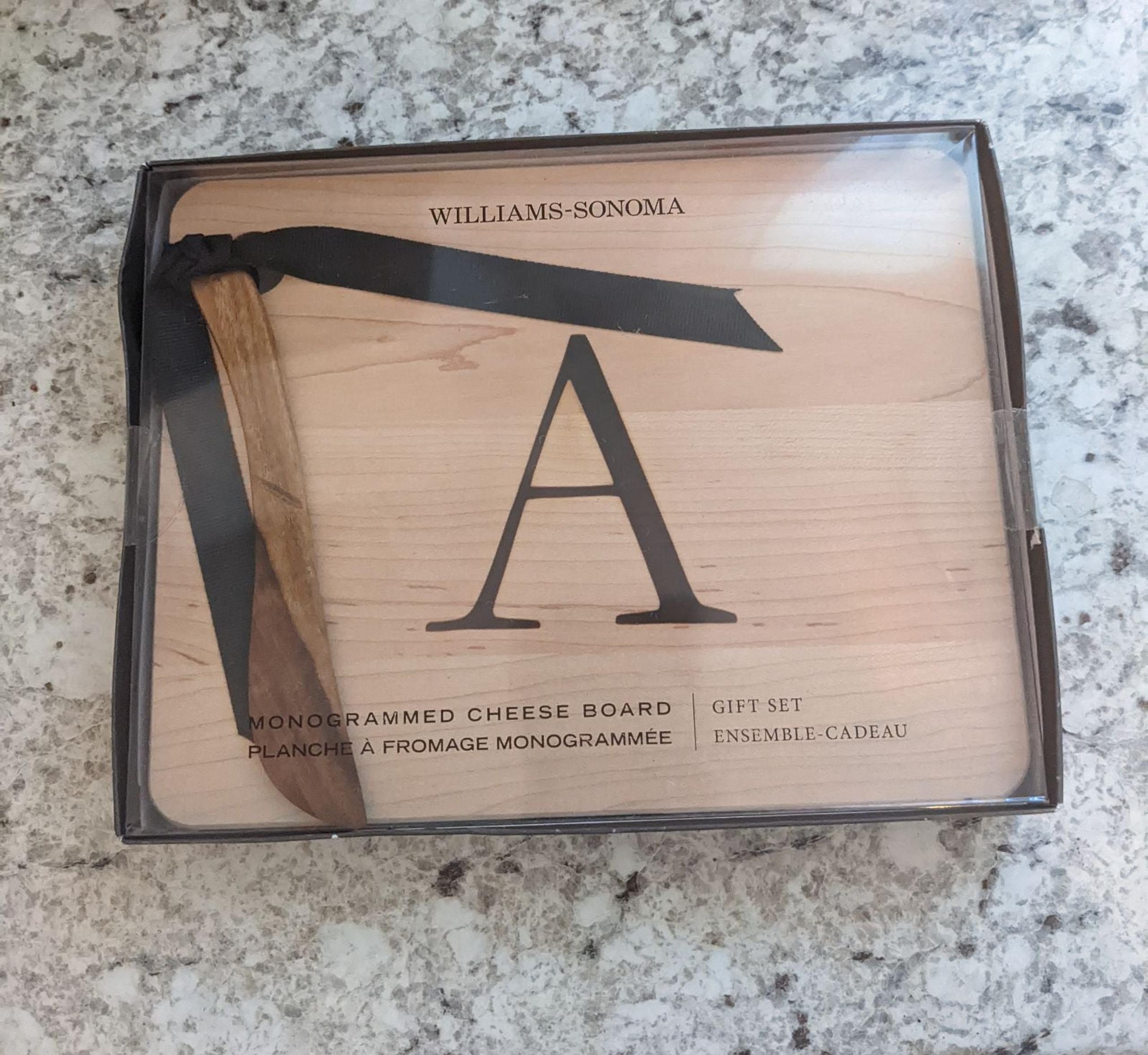Williams-Sonoma Monogrammed A Cheese Board Gift Set