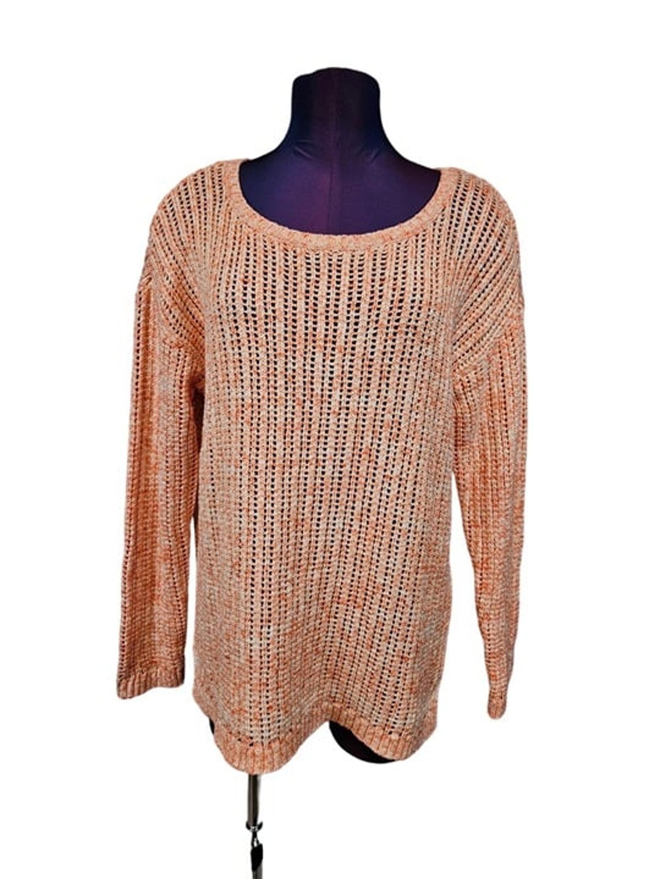 NWT Talbots Marled Orange Open Stitch Scoop Neck Sweater Size Large Women's L27