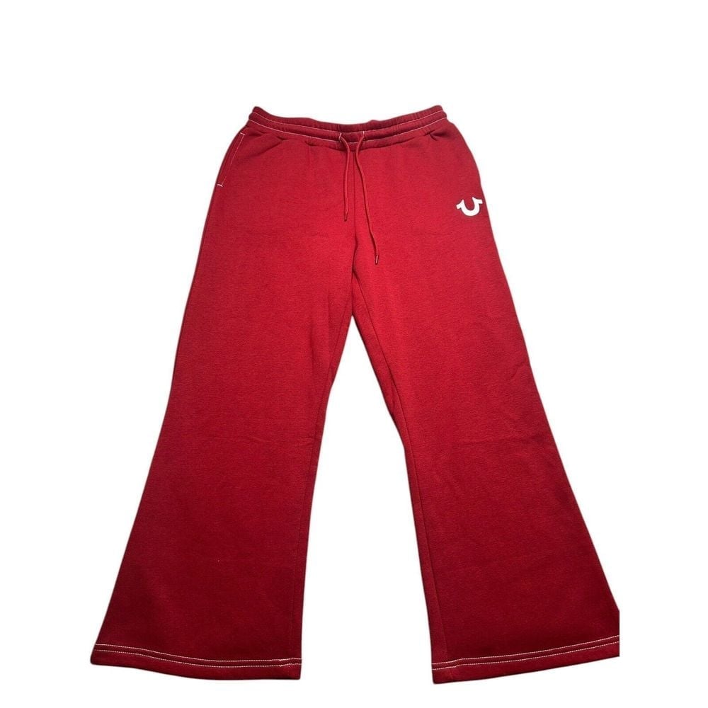 True Religion Sweatpants Womens L Glitter Logo Fleece Straight Leg Pants 119