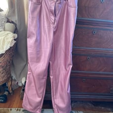 NWT Rachel Zoe Pink Metallic Faux Leather Pants Sz 6 Inseam 28”