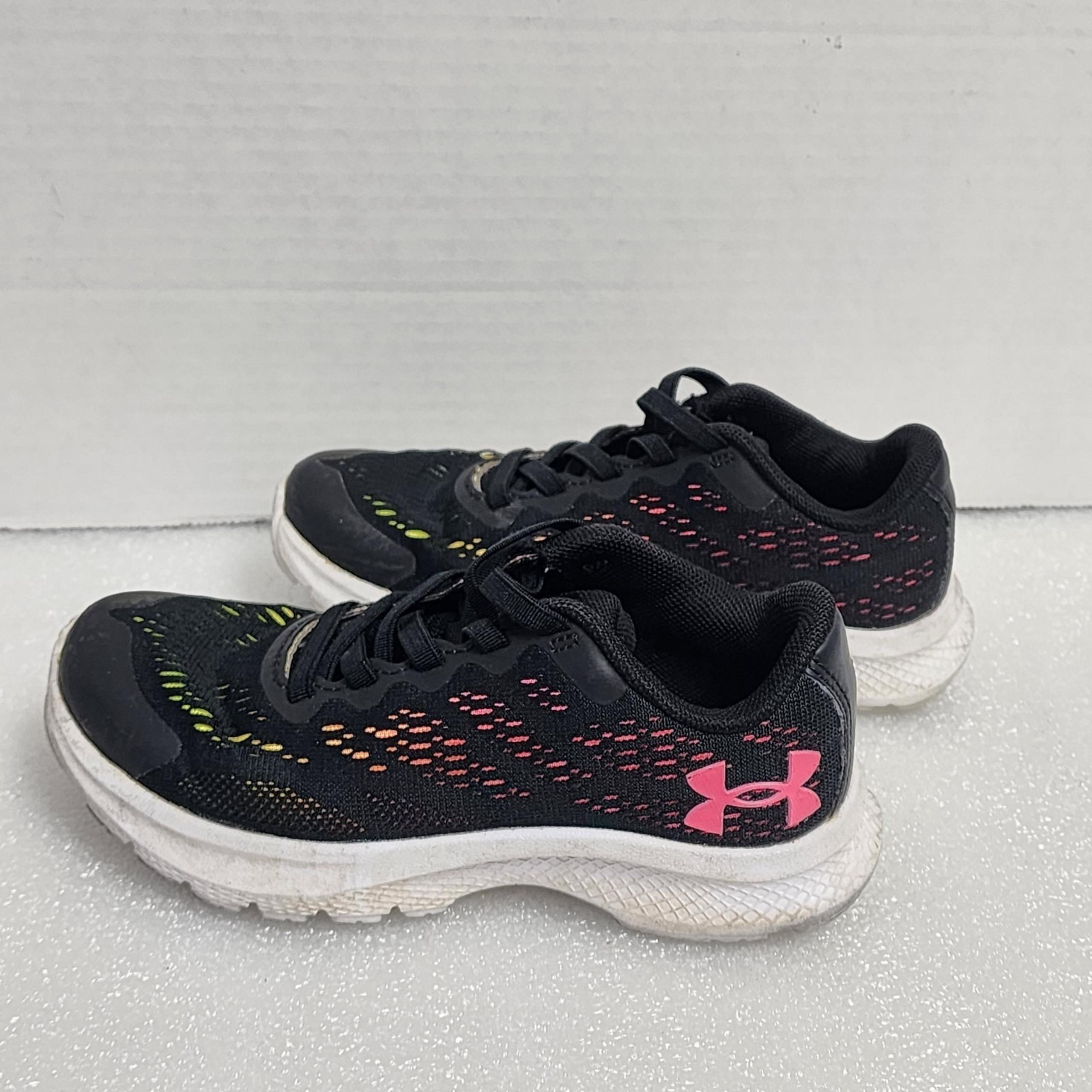 Under Armour Charged Bandit Black hot pink Shoes Girls 11Y Slip On Stretch Laces