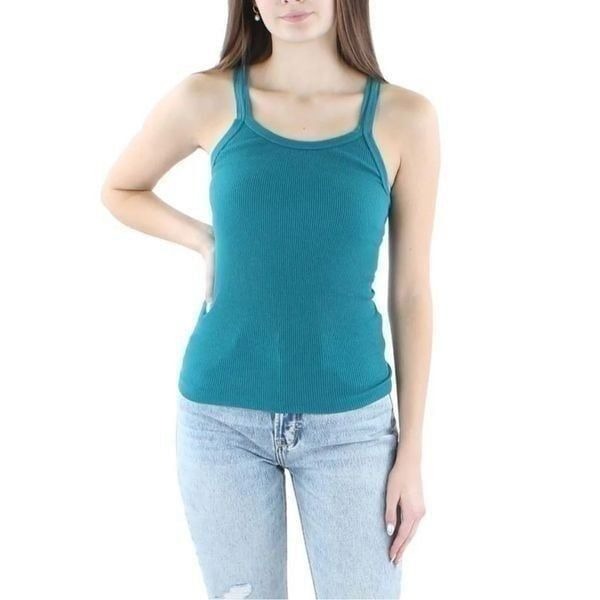 RE/DONE Ribbed Tank Top Teal Size S
