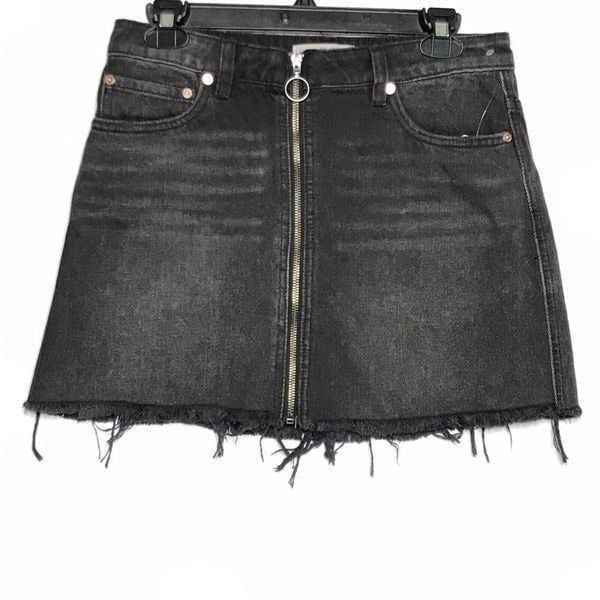 NWT Free People We the Free Black Distressed Zip it Up Denim