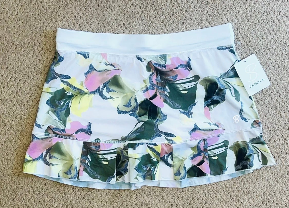 SOFIBELLA Lilies Floral Print 14” Tennis PICKLEBALL ATHLETIC SKORT sz XL - NWT