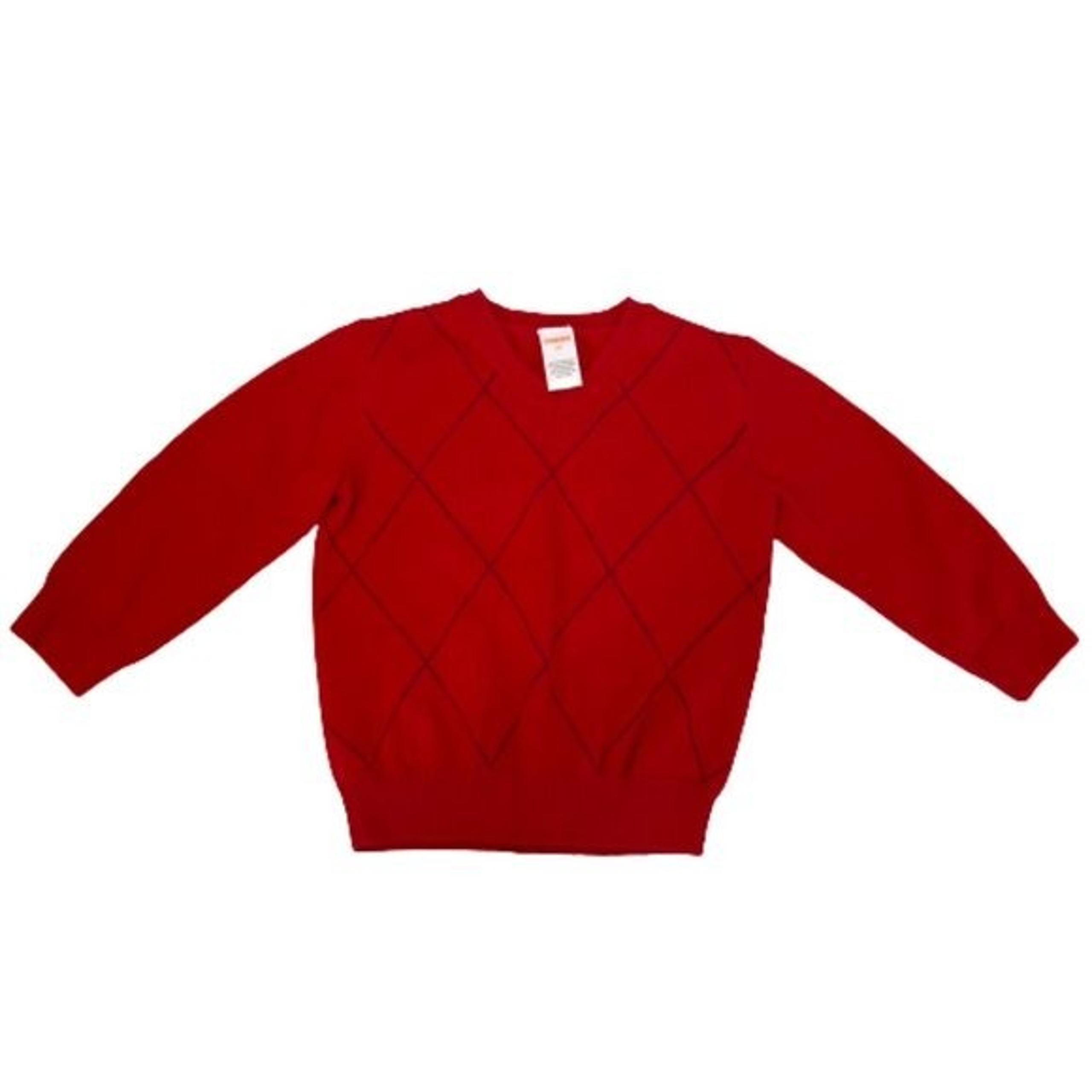 Gymboree Kids Red Knit Sweater Thin Black Argyle Design Size 3T