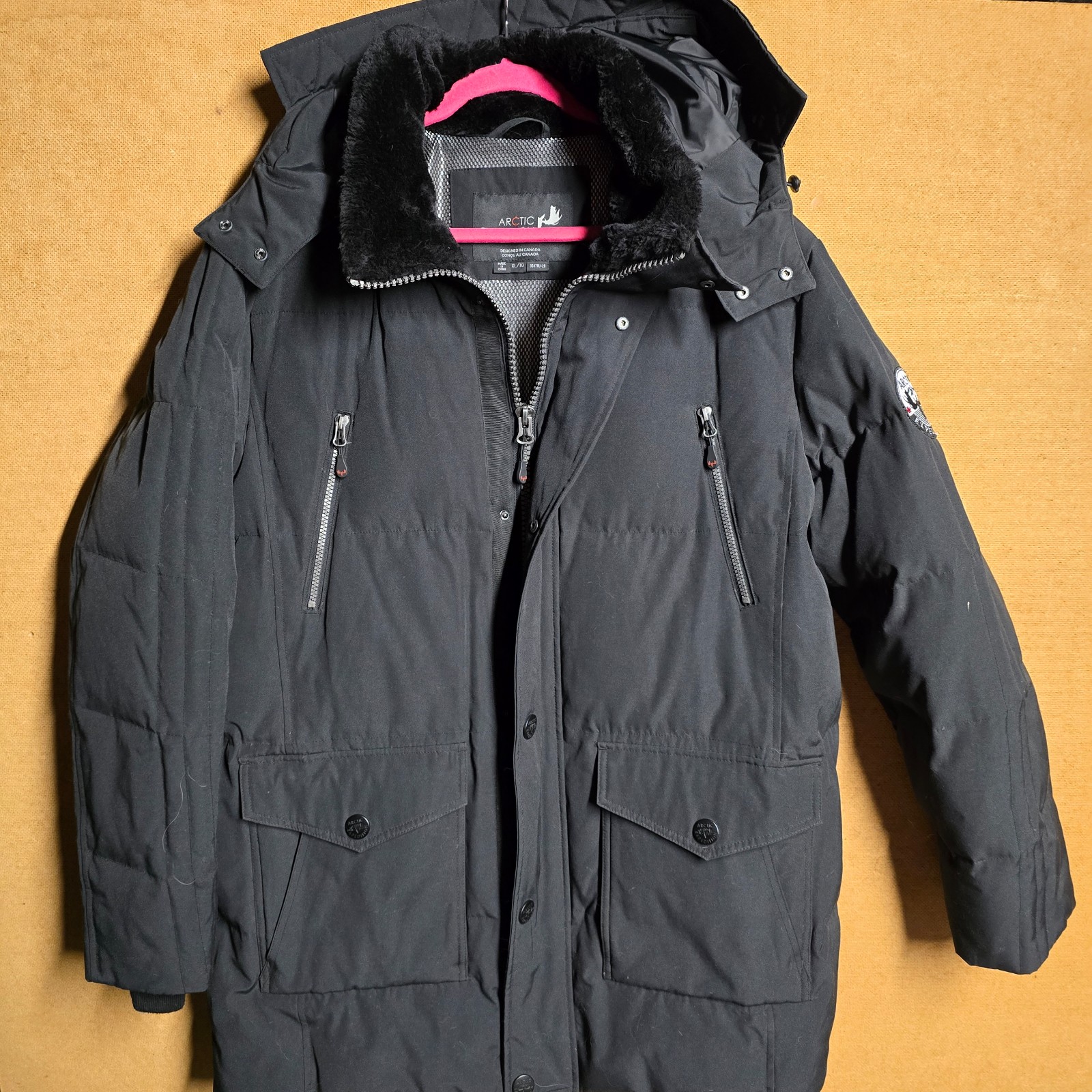 Arctic Expedition Men's Quilted Parka w Hood Black 3037RU-28 Canadian Winter XL
