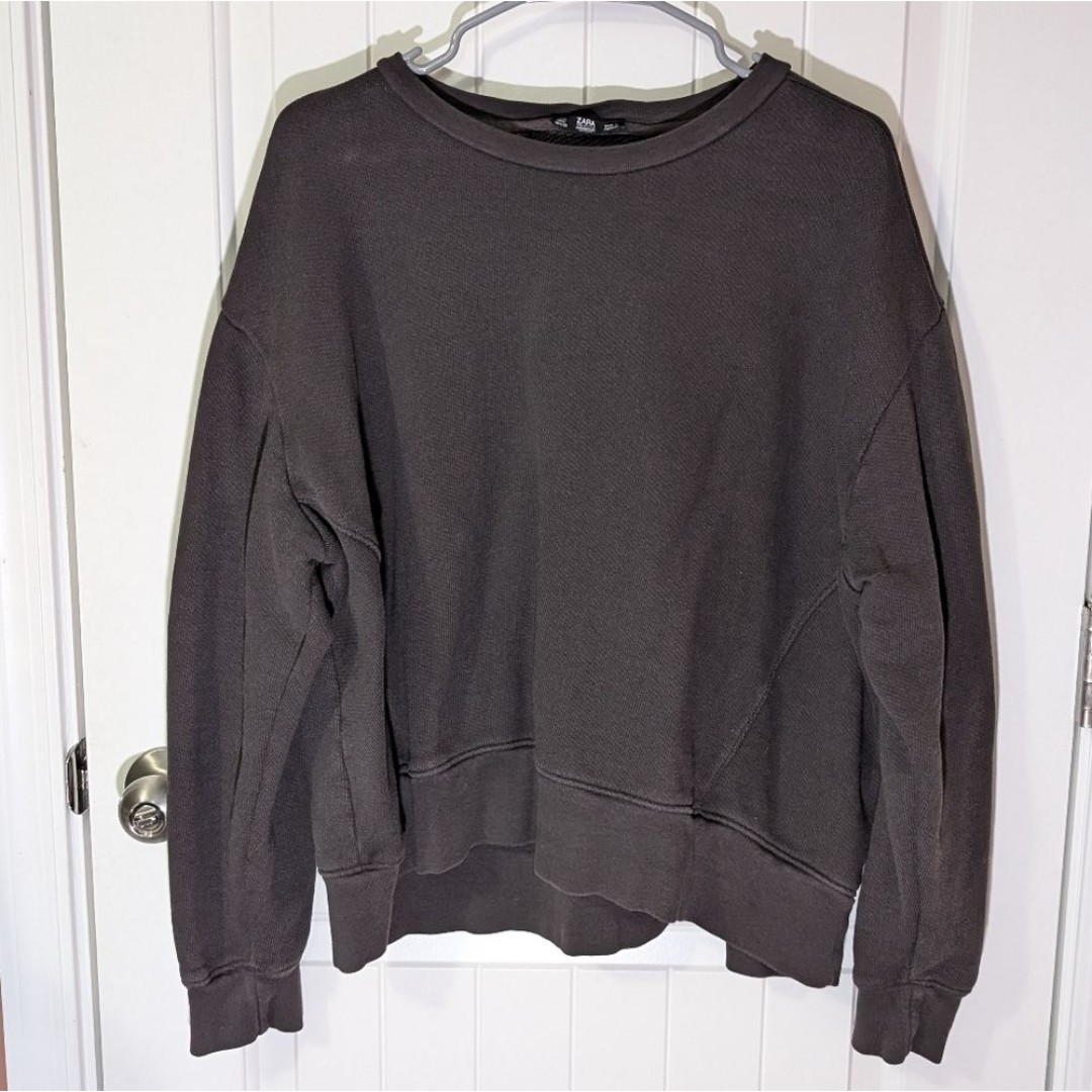 Zara Basic Women's Cotton Knit Sweater Large Black