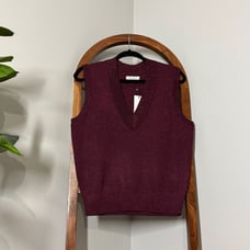 Lanhtropy L/XL Preppy Lurex Knitted Vest in Rosso NEW
