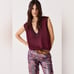 Lanhtropy L/XL Preppy Lurex Knitted Vest in Rosso NEW