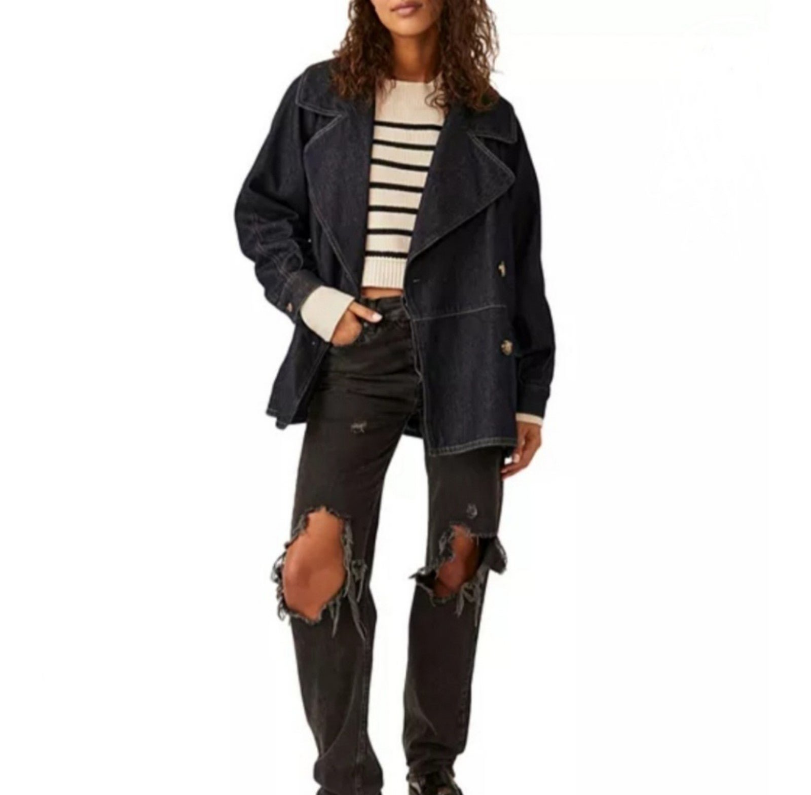 NWT Free People Denim Car Coat size S