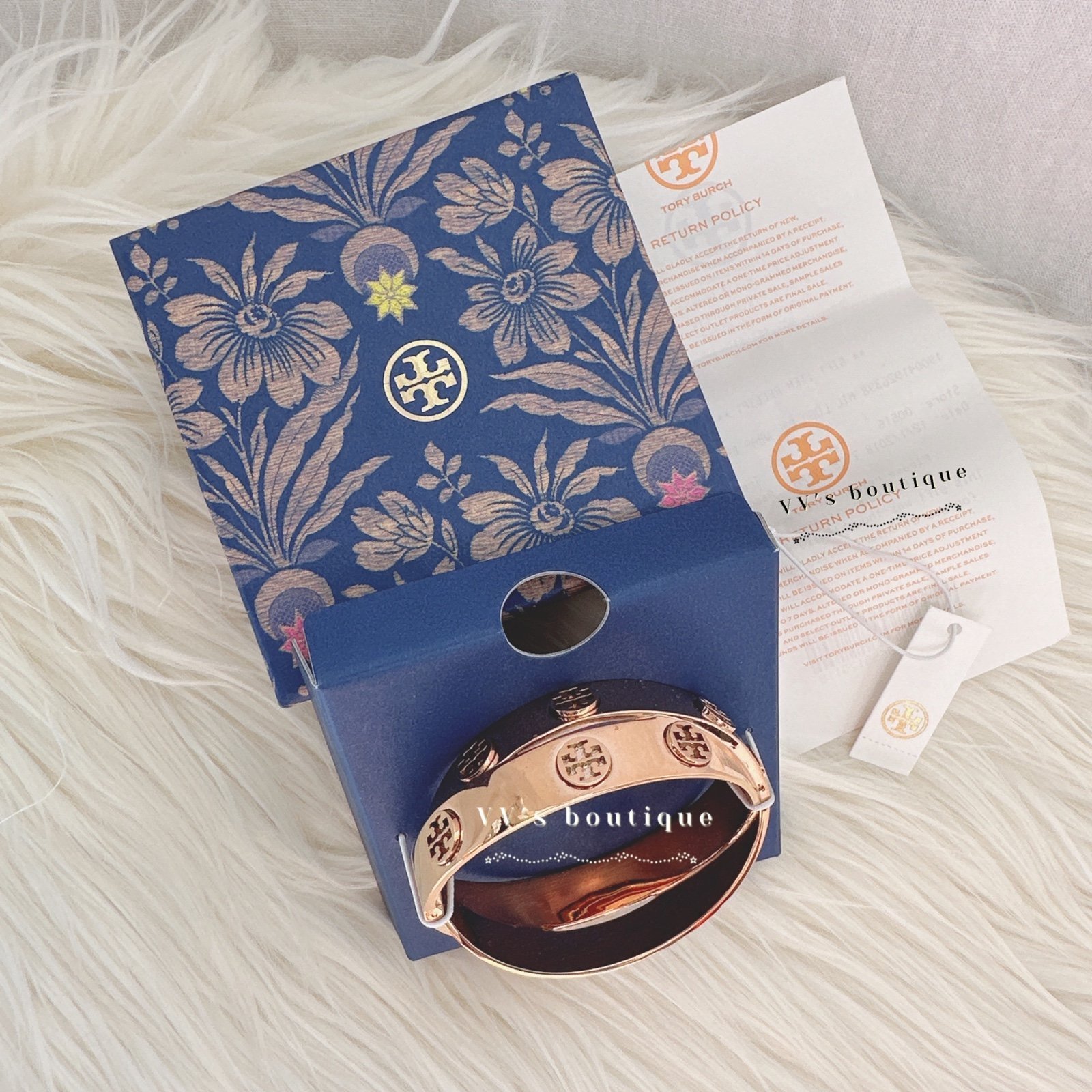 BNIB Tory Burch Metal Double Wrap Bracelet Bangle Rose Gold 48268