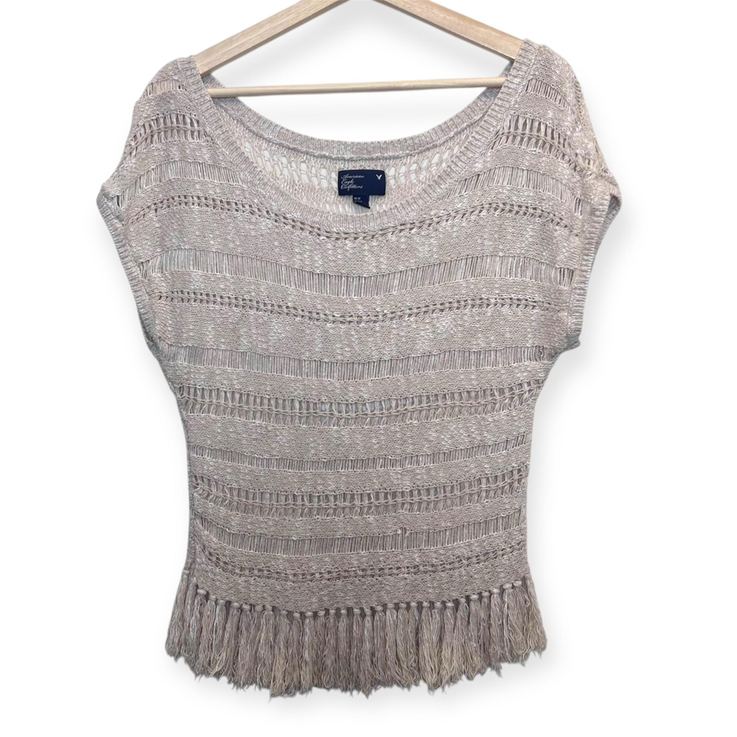 American Eagle Y2K Open Knit Fringe Sweater size medium