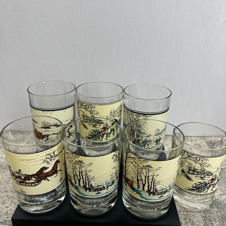 Currier & Ives Vintage 70s/80s Arby's Collector Double Old Fashioned Tumbler Gla