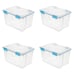 Sterilite 54 Qt. Gasket Box Plastic, Blue Aquarium, Set of 4