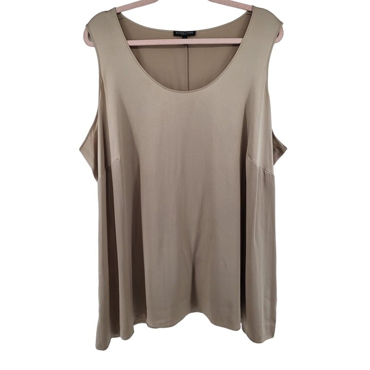 Eileen Fisher Womens 3X Tan Sleeveless Top 95% Silk 5% Spandex