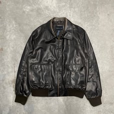 Van Heusen Studios Leather Bomber Zip Up Jacket