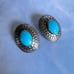 Vintage TK Southwestern Sterling Silver Turquoise Oval Concho Earrings