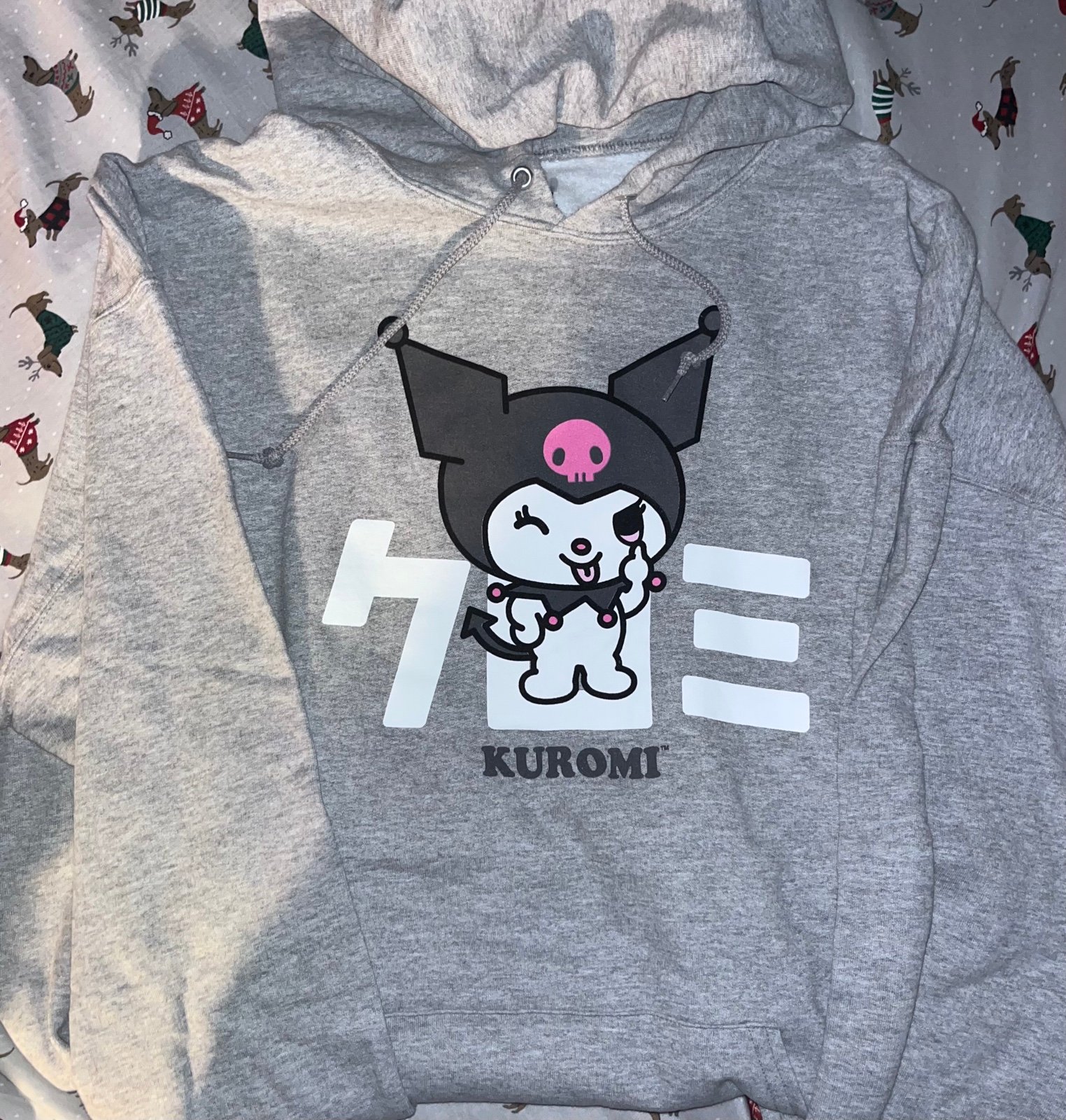 Kuromi Gray Graphic Hoodie